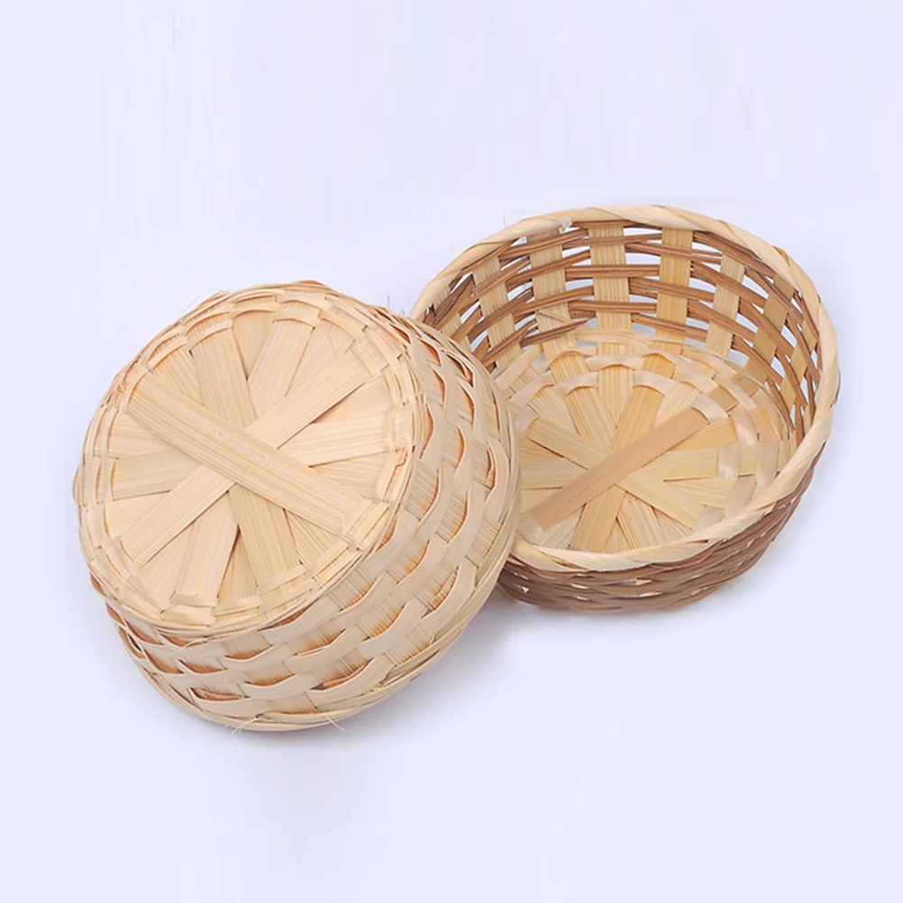 

5pcs Bamboo Bread Basket Household Fruit Basket Egg Basket Storage Baskets