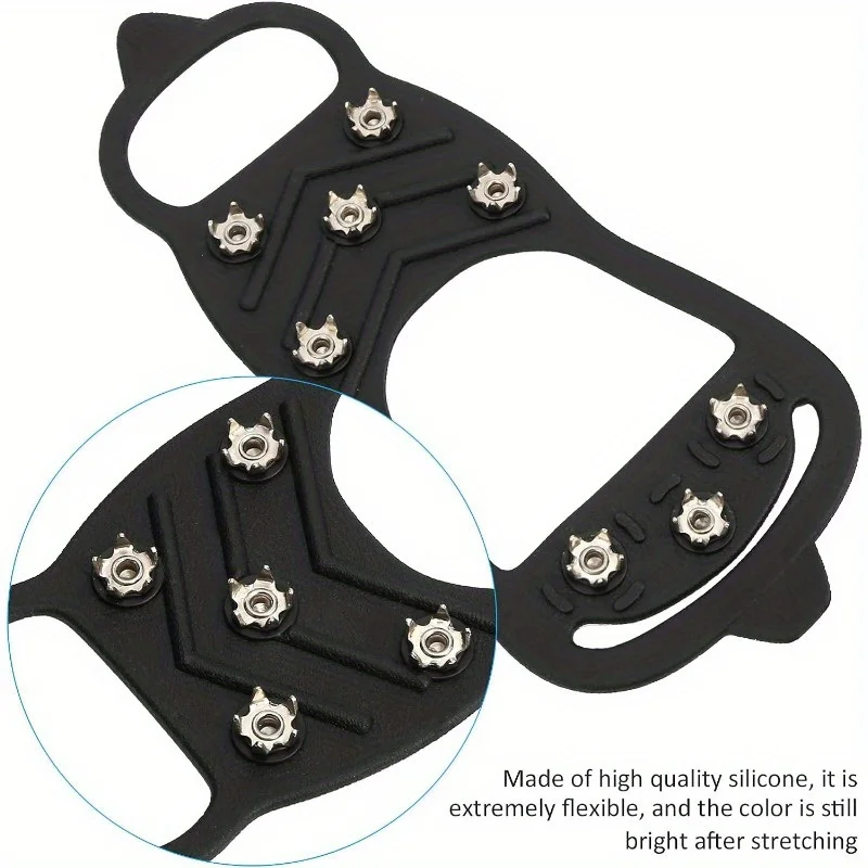 Shoe Spikes Cover Crampons, Anti‑Slips Flexible 8‑Tooth Snow Walking Nail Crampons for Hiking Shoe for Mountaineering Hiking