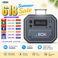 Station d'alimentation ABOK 2500W, générateur solaire AC, batterie LiFePO4 2160Wh, plus de 4000 cycles de charge, pour l'alimentation domestique, le camping, les situations d'urgence. 1