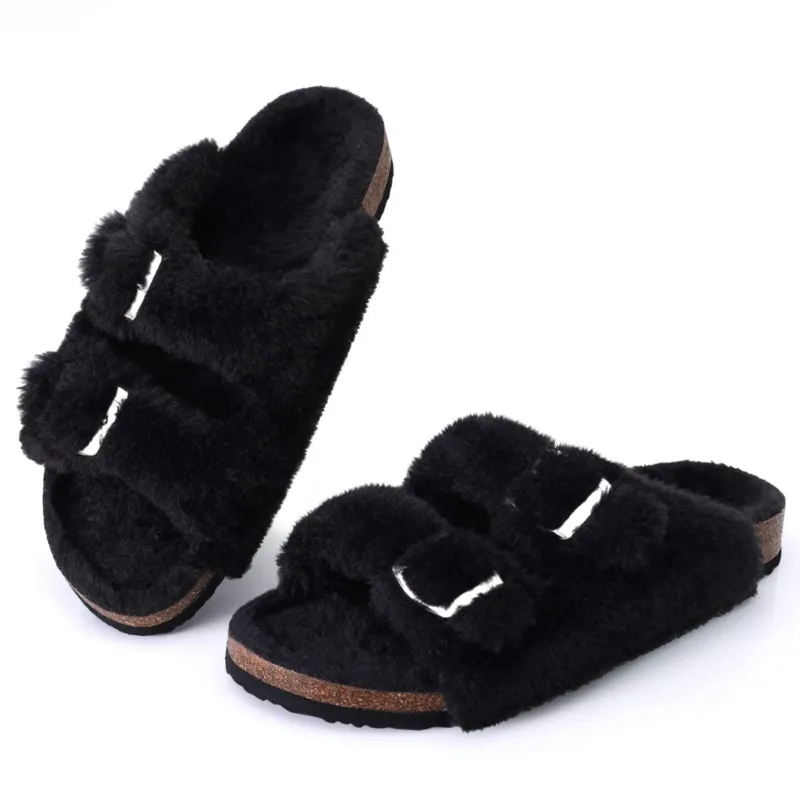 Winter Women Slippers Non Slip Outdoor Slides Cork Insole
