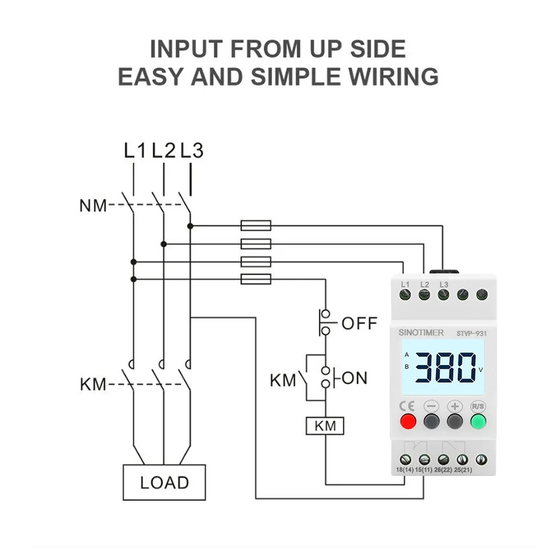 Relais de Tension triphasé 3P + N voltmètre ampèremètre sur et sous Tension  Moniteur Relais Protecteur Ajuster Courant surtension Rail din (Size : 63A  with N 3X230V) : : Commerce, Industrie et Science