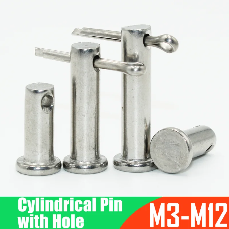 304-Stainless-Steel-Axis-Pin-Flat-Head-Cylindrical-Pin-With-Hole-Dowel ...