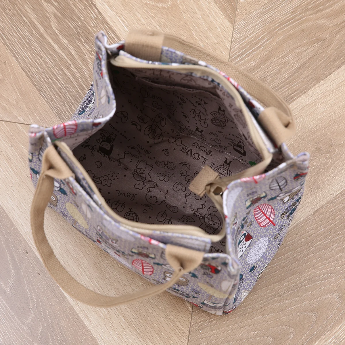 Cute Cartoon Print Lunch Bag, Portable Small Tote Bag, Women's