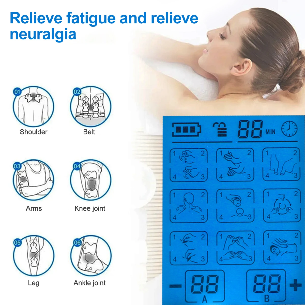EMS TENS Muscle Electrostimulator Tens Unit Low Frequency Pulse Body Relaxing Massage Digital Meridian Physiotherapy Pain Relief