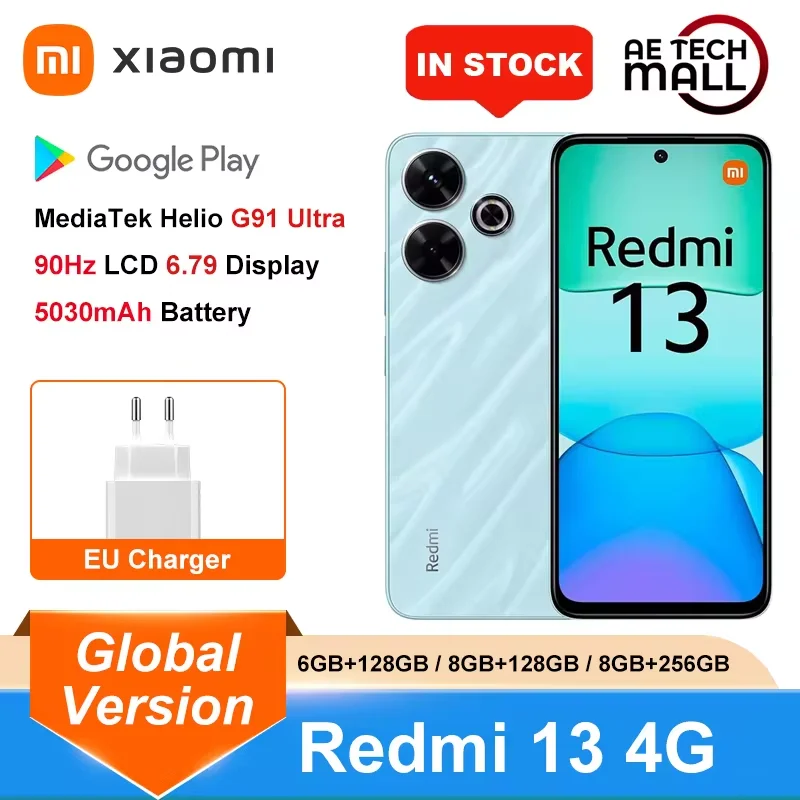 Xiaomi Redmi 13 4G Global Version HyperOS Smartphone MTK Helio G91 Ultra Octacore 108MP Camera 90Hz 6.79" Display 5030mAh NFC
