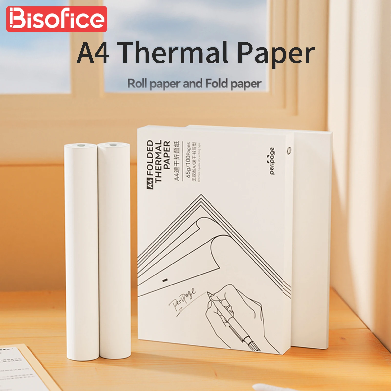 Papel térmico A4 Compatible con impresora térmica PeriPage A40, secado  rápido, perfecto para impresión de páginas web de notas de recibo de imagen  - AliExpress