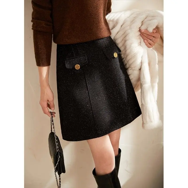 Jupe en jean taille haute pour femme avec ceinture,jupes longues mi