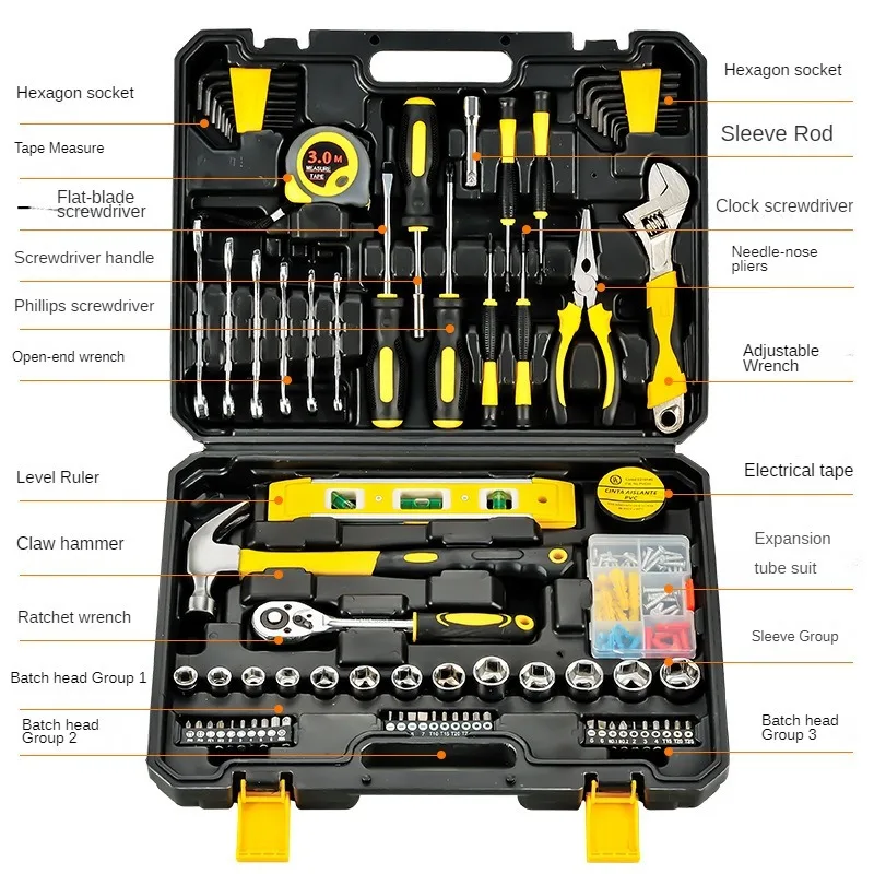 Multifunctional Hardware Hand Tool Set Household Car Repair Combination Toolbox Kit 3