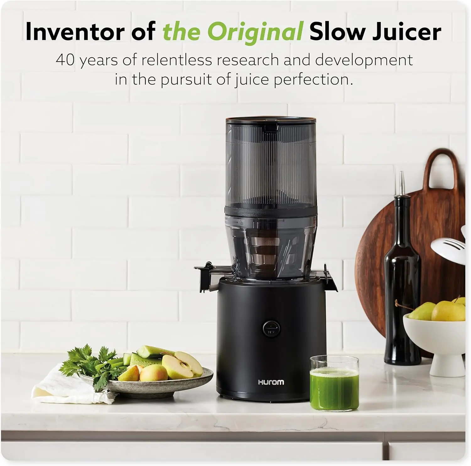 H320 Slow Juicer, Matte Black | Ultra Low Pulp | Hands-Free | Hopper Fits Whole Produce | Quiet Motor | BPA Free | Easy As 2