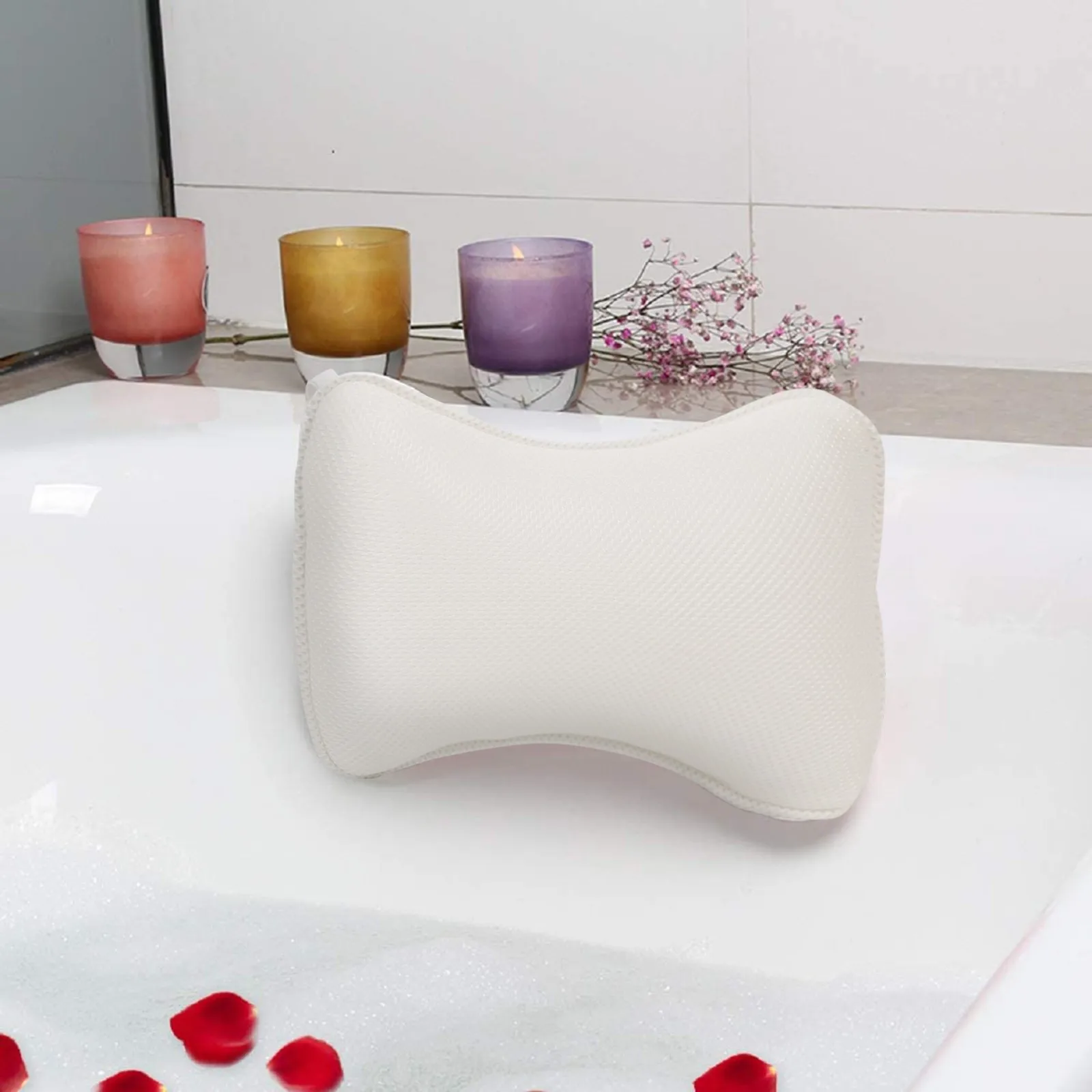 Head Rest Pillow Non-slip Cushioned Bath Tub Spa Pillow 3D Mesh Spa Bathtub with Suction Cups for Neck Back Bathroom Supply Home