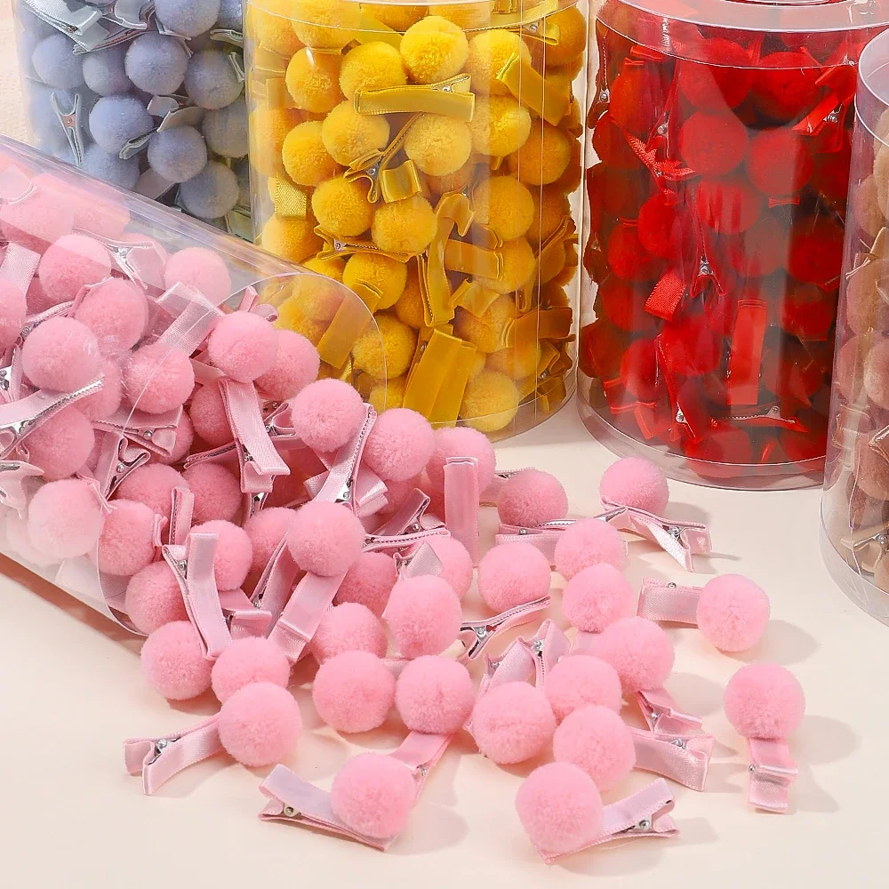 

5/10pcs Solid Plush Lovely Hair Ball Hair Clips for Children Girls Hairpins BB Hair Bangs Clip Headwear Baby Hair Accessories