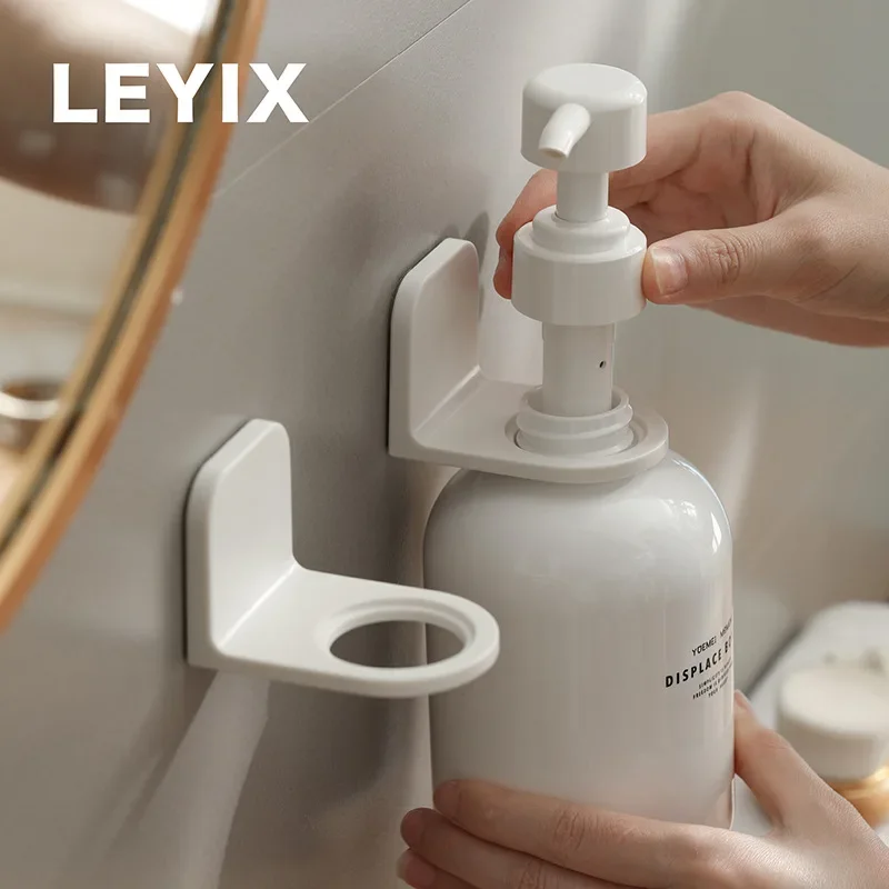 Dispenser bottle holder Adjustable Dispenser Bottle Holder Wall Mounted Adhesive Shampoo Lotion Hand Soap Bottle Hanger Bathroom Storage Rack