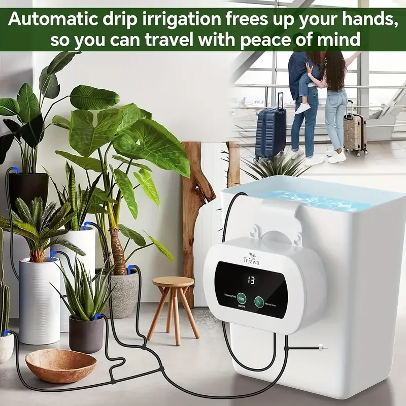 Sistema de riego por goteo USB, sistema de riego automático con temporizador de riego de horario personalizado para riego interior de plantas en macetas