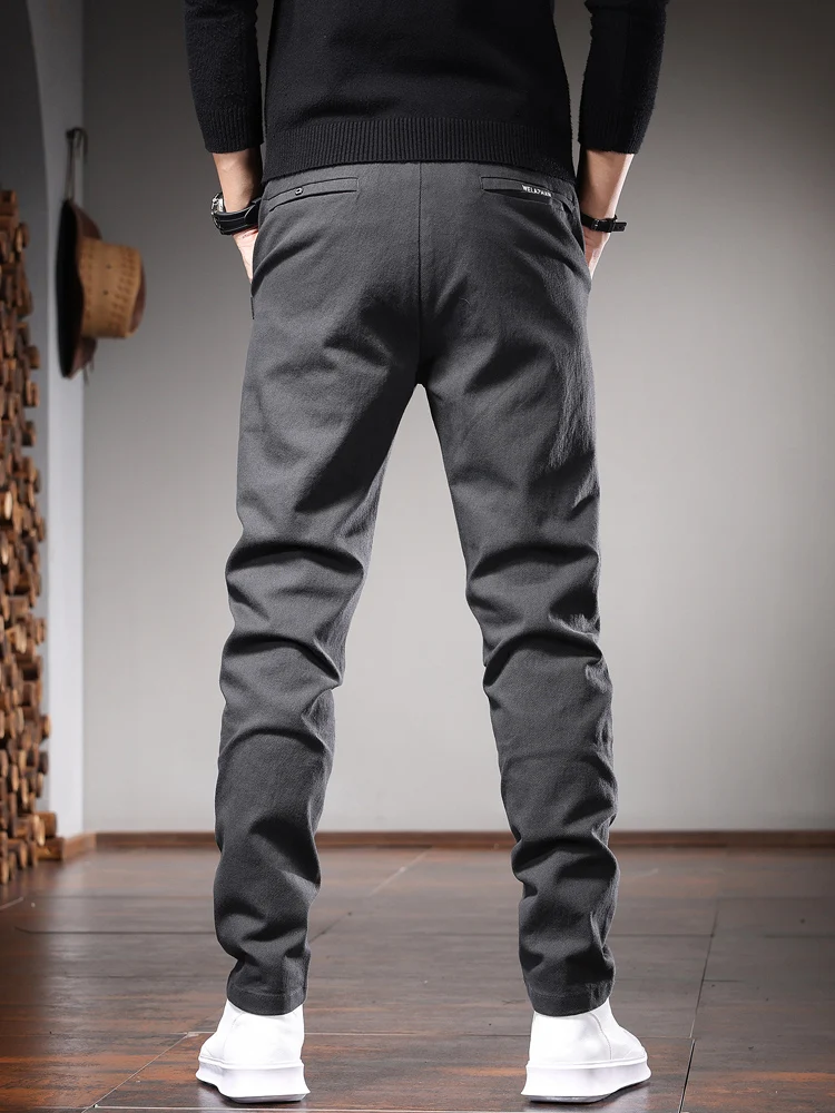 Autumn Casual Pants Men Suit Pants Fashion Korean Style Gray Slim Fit Straight Trousers