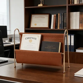 Organizzatore da Scrivania per Casa e Ufficio, Portaoggetti Moderno con Struttura in Metallo Dorato per Piccoli Accessori