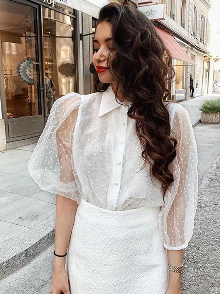 Aachoae Dot Embroidery Women Organza 
