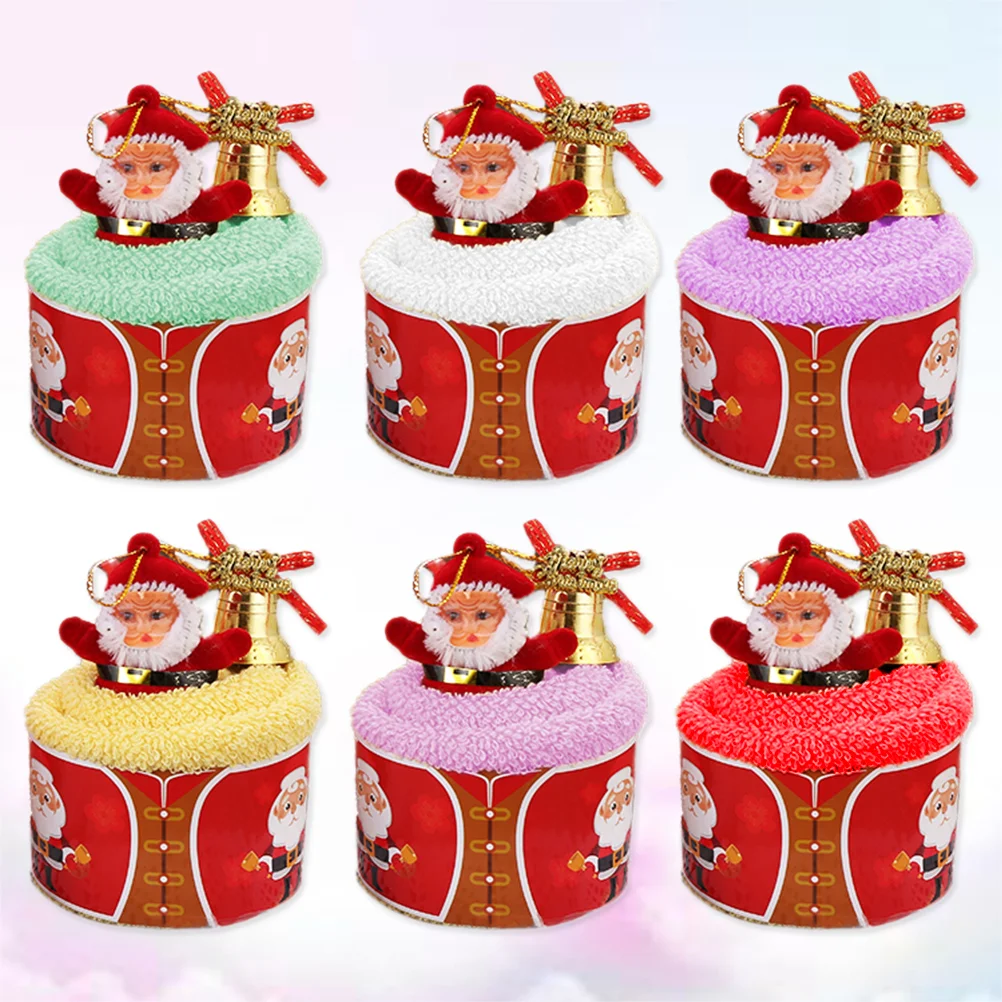 

1pc Creative Christmas Cake Shape Towel Washcloth Xmas Gift Party Supplies for Kids (Random Color) (Bell)