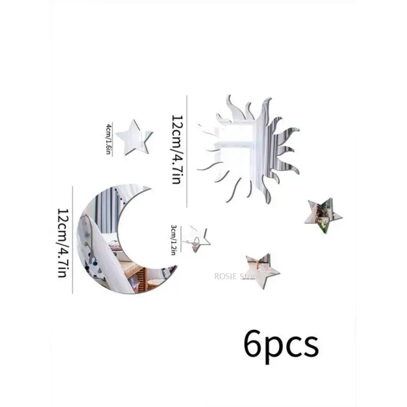 1Set Ramadan Acrylic Stickers Mirror Wall Sticker Star Moon Bedroom Living Room Birthday Party Supplies Terraces Decor