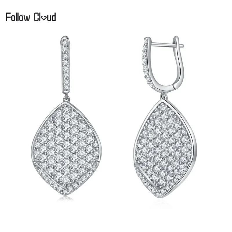 

Follow Cloud Total 3.0 Carats Leaves Shape Moissanite Drop Earrings for Women 925 Sterling Sliver Sparkling Wedding Fine Jewelry