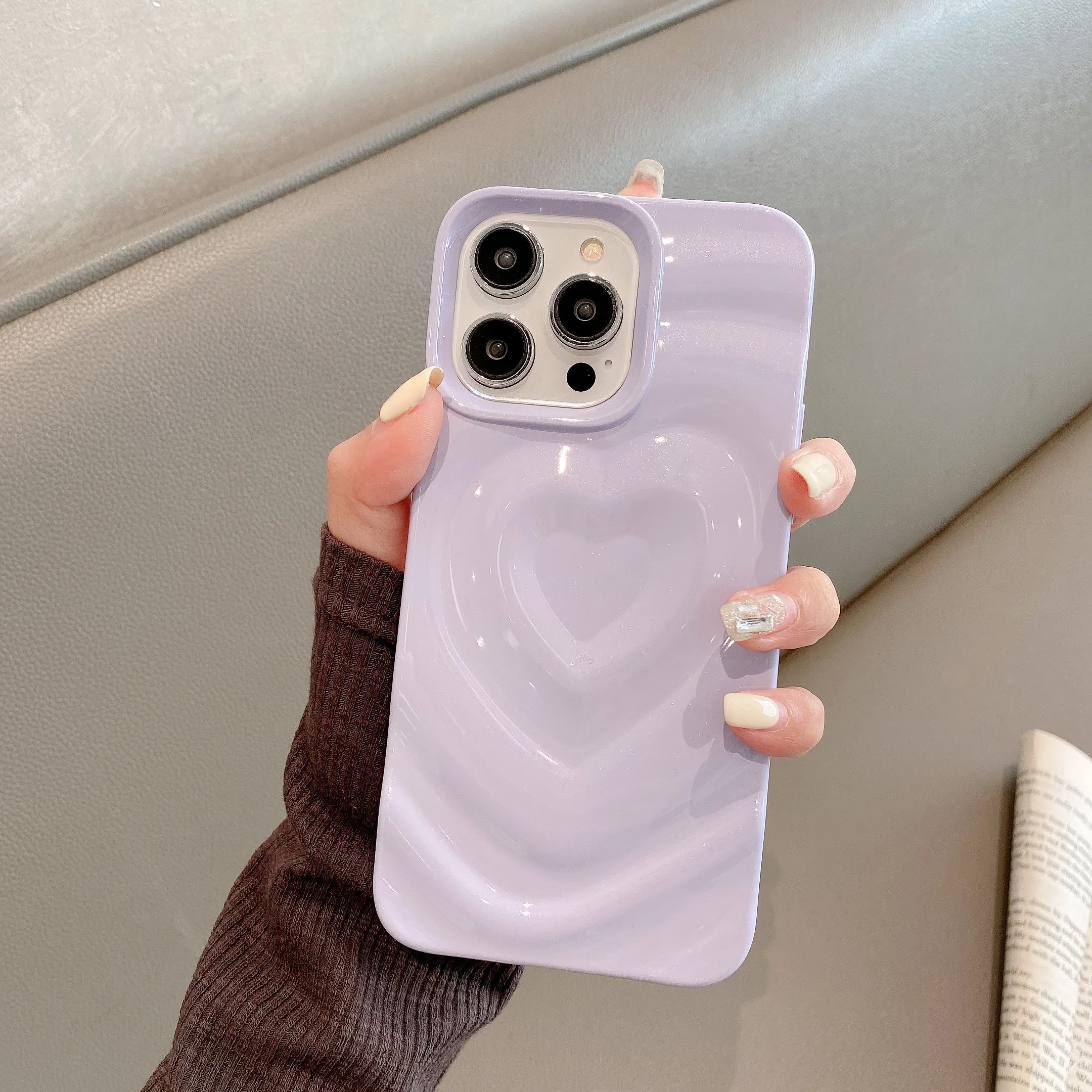 thumbnail image 1 of Glossy Love Heart Phone Case For iPhone 15 14 Pro Max 13 12 11 Pro Max Cute Luxury Fashion Soft Silicone Bumper Shockproof Cover, 1 of 5