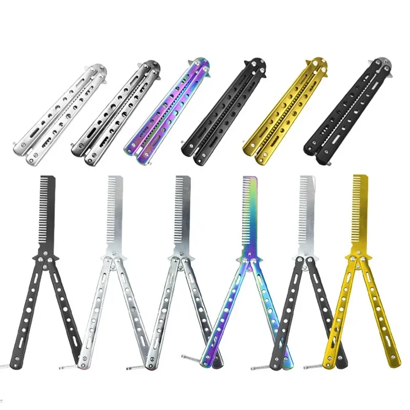 Portable Butterfly Training Knife Foldable Trainer Pocket Flail Knife Uncut Blade Butterfly Comb for Training Tool 2