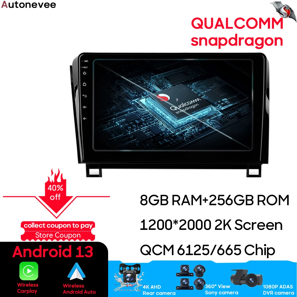 

Qualcomm Snapdragon Android 13 For Toyota Tundra XK50 2007 - 2013 Sequoia XK60 2008 - 2017 Car Radio Multimedia Video Player