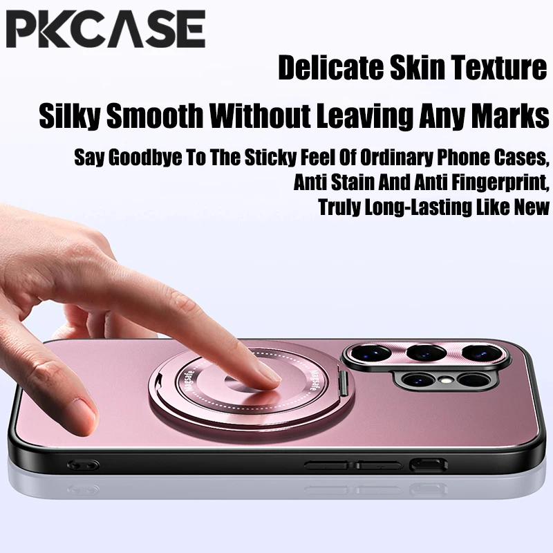 PKCASE 360° Rotating Ring Magnetic Phone Case with Matte Lens Protective Cover