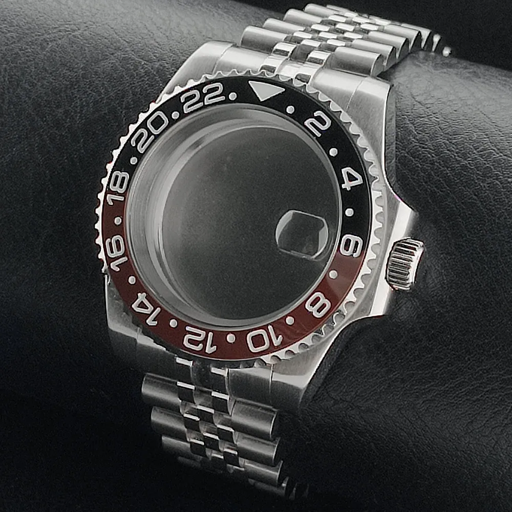Premium GMT Watch Case with Bidirectional Sapphire Bezel and Slide Buck, 40MM, 5Bar Water Resistance