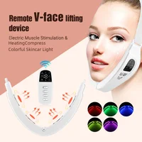 Electric Face Slimming Device Double Chin V Shape Lift Belt 5 Color Light Hot Compress Face Vibrate Massager With Remote Control 1