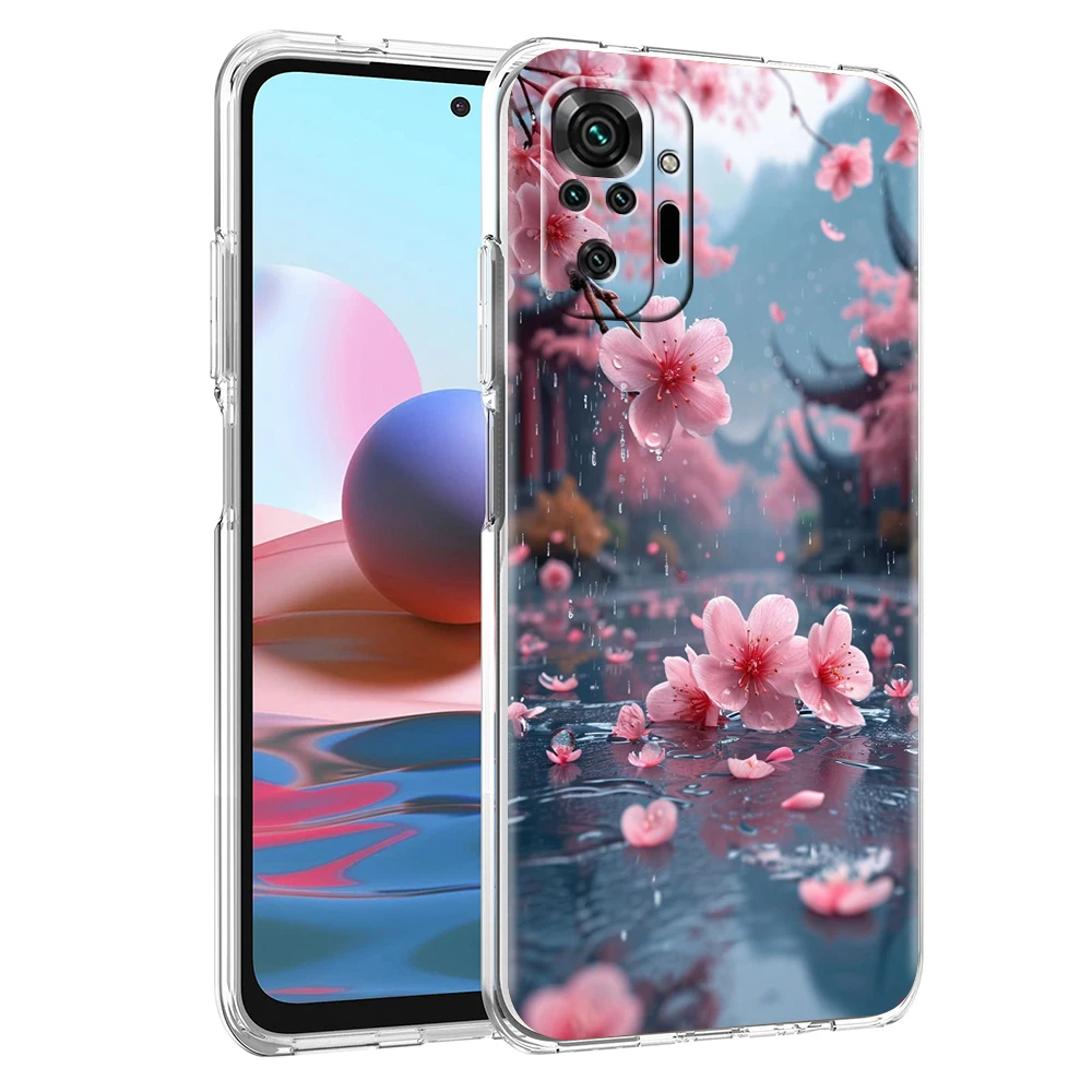 Pink Spring Cherry Blossoms Transparent Phone Case Cover