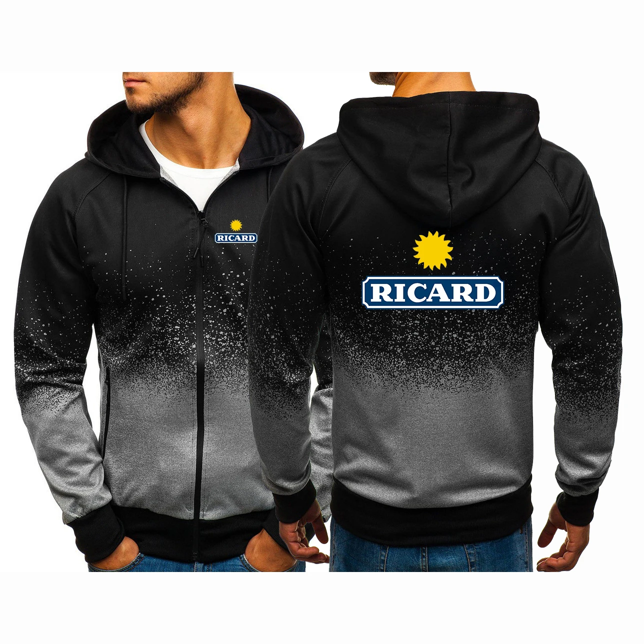 

Куртка RICARD 2023 мужская с принтом, удобная повседневная Трехцветная кофта в стиле Харадзюку, худи на молнии, верхняя одежда