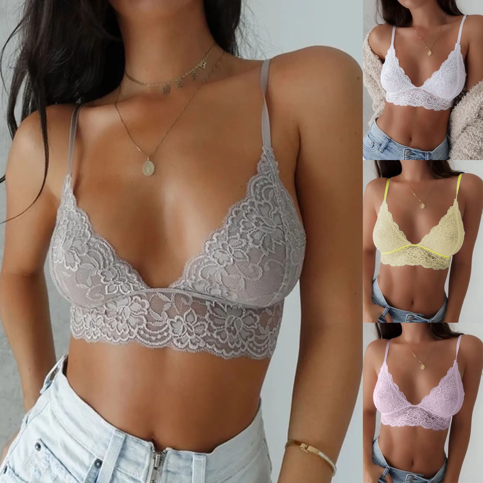 

Женский сексуальный кружевной бюстгальтер, топ, тонкое прозрачное нижнее белье, Женский бесшовный топ, укороченный топ