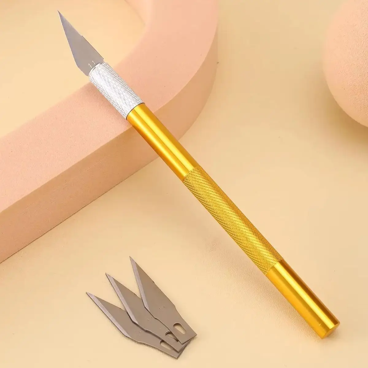 Carving Knife Engraving Craft Knife Non-Slip Metal Scalpel Carving Knife Craft Hobby Gold Silver Color Utility Stationery Art Supplies