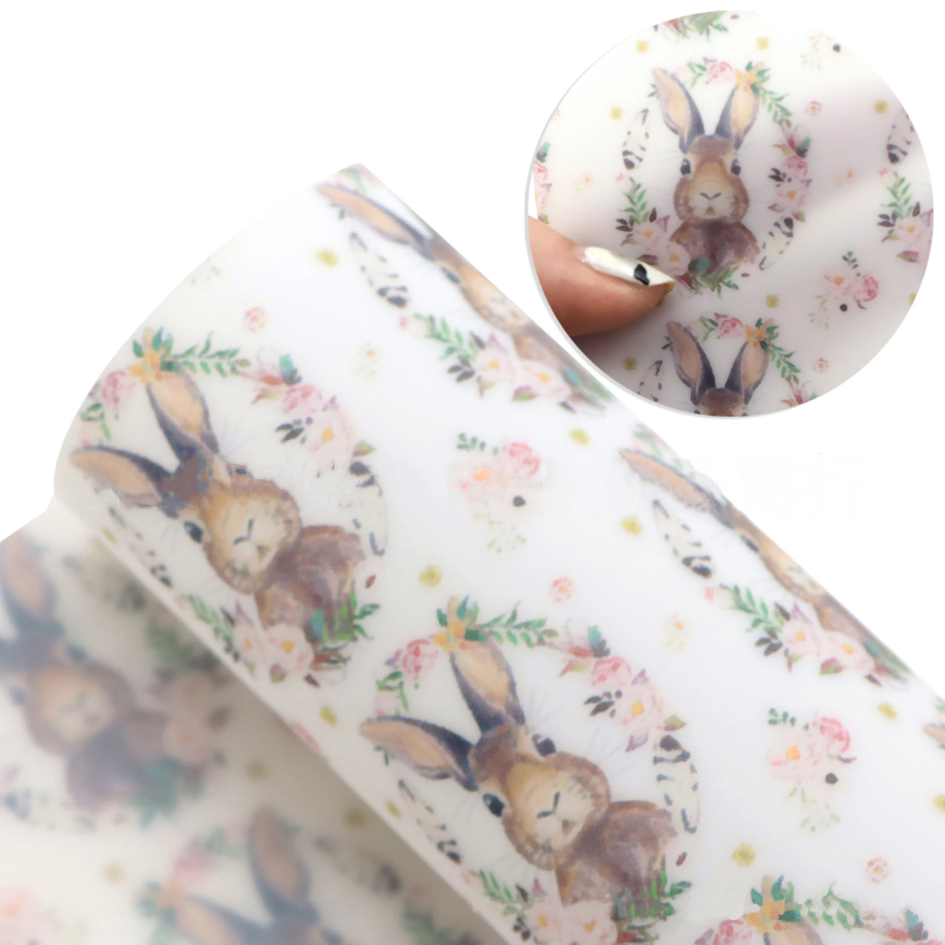 5Pcs 20*33cm Easter Bunny Print Faux Leather Sheet Synthetic Leatherette Fabric For DIY Hademade Material Crafts Accessories