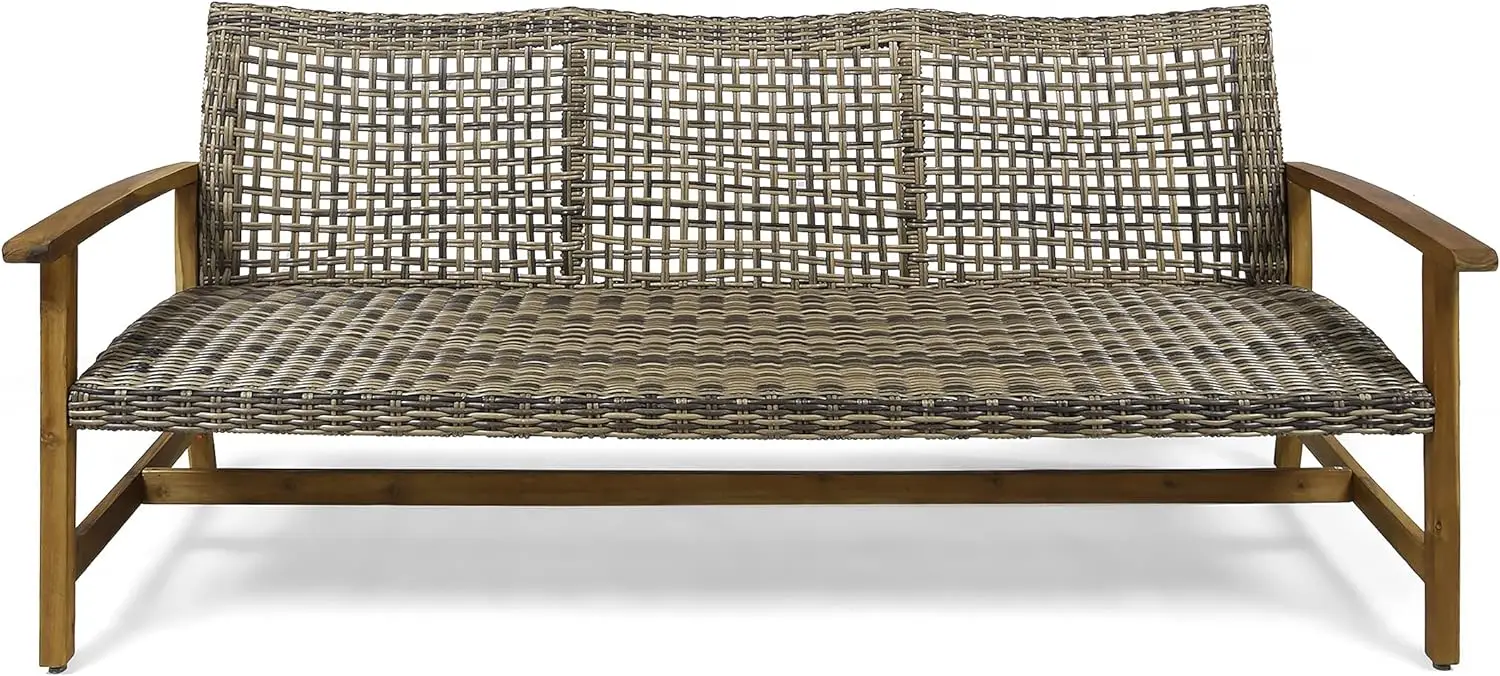 

Christopher Knight Home Marcia Outdoor Wood Sofa, Wicker, 75.50 x 31.00 x 31.50, Gray, Natural Stained Finish