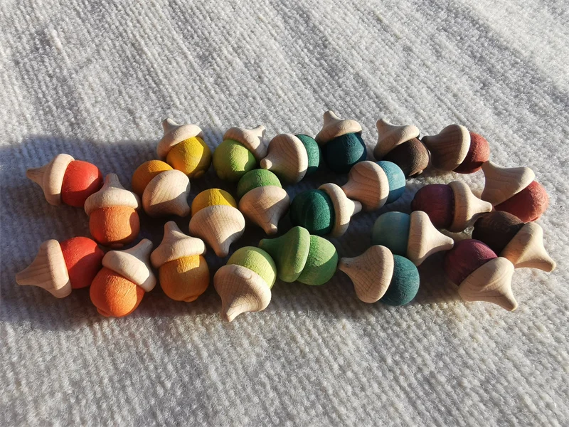 Pastel Rainbow Wooden Acorn Blocks