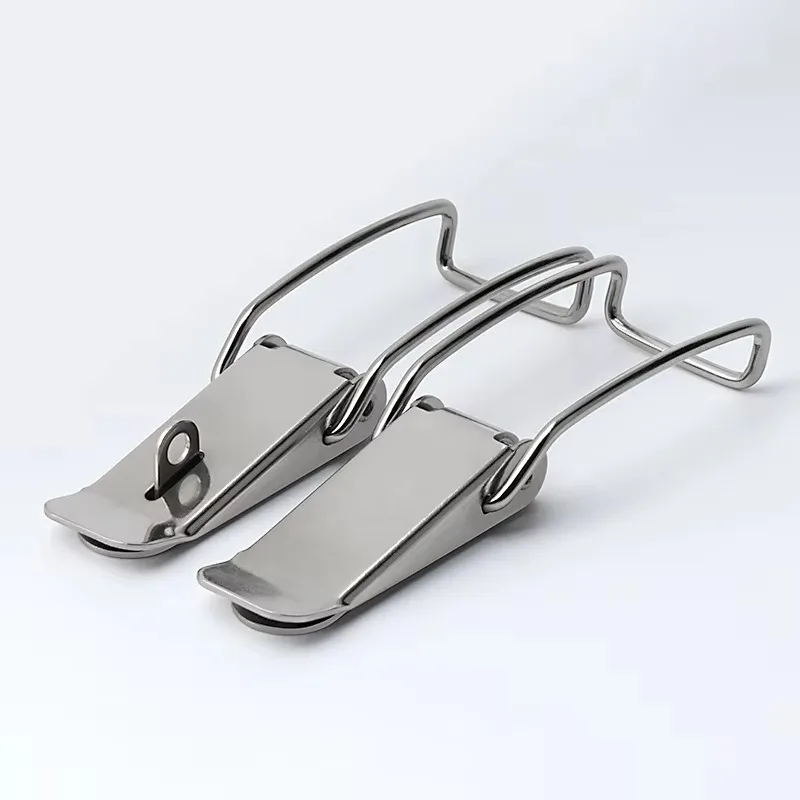 2Pcs/set Toggle Hasp Latch Catch Clasp Metal Box Locking Long Toggle Catch Buckle Loaded Hinges Furniture Hardware Accessories