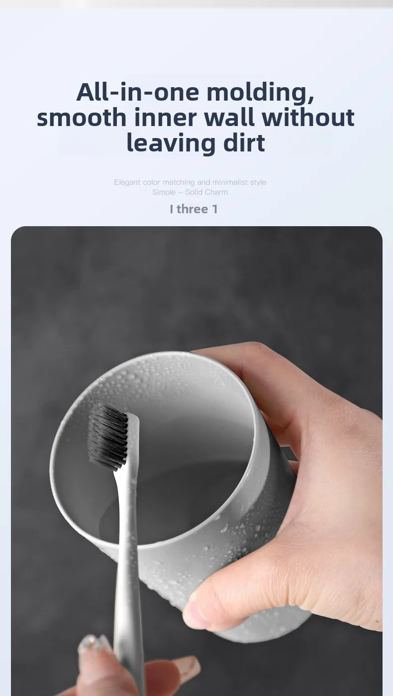 Solid Colour Plastic Toothbrush Tumbler Set For Bathroom_voghion.com