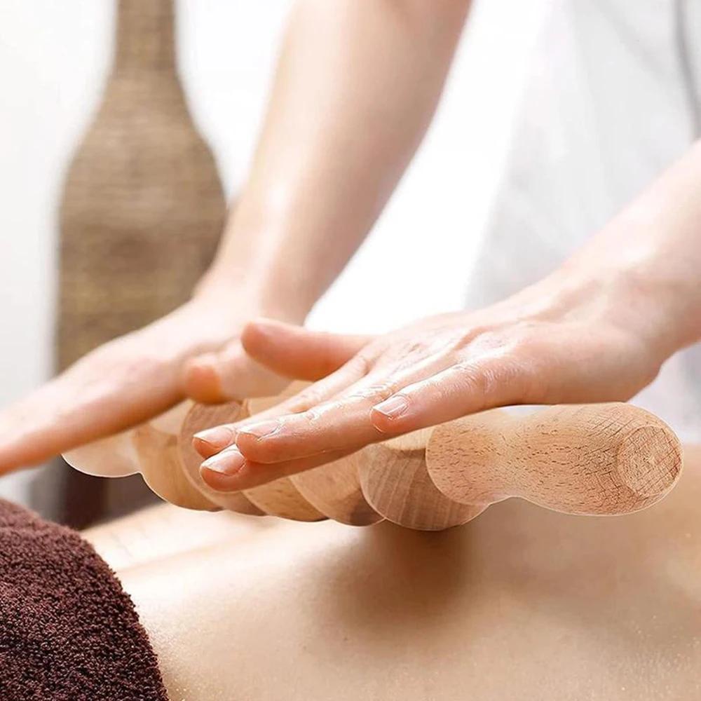 Tcare New Wooden Abdomen Massager Multifunctional Fitness Roller Stick Muscle Relax Tool Body Anti Cellulite Waist Massage Adult