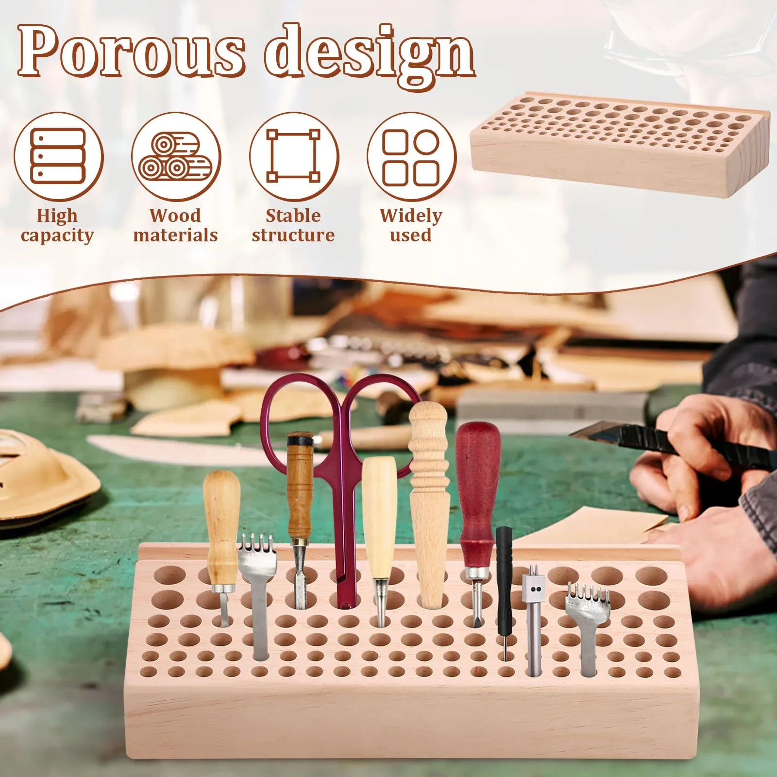 46/98 Holes Screwdriver Holder Wood Storage Rack Organizer For Scissors Screwdriver Wrench Pliers,Desk Top Tool Storage Rack