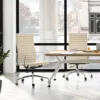 Ribbed Office Chair Meeting Chairs Mid Back Top Black Grain Leather Desk Chair Swivel Chair Adjustable Ergonomic Computer Chairs 2
