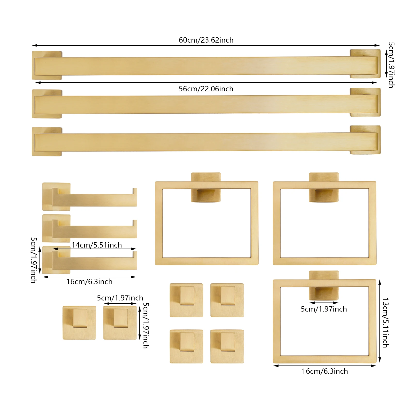 15-teiliges Badezimmer-Handtuchhalter-Set Goldfarbenes Hardware-Set 201 Edelstahl Handtuchhalter-Set Wandmontiertes Handtuchhalter-Set Badezimmer-Accessoire – Detail 2