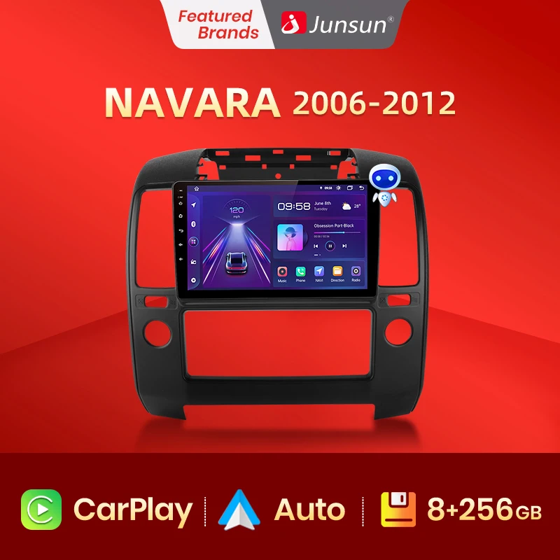 Автомагнитола Junsun V1pro с голосовым ИИ на Android для NISSAN NAVARA 2006 2007 2008 2009-2012 Carplay 4G