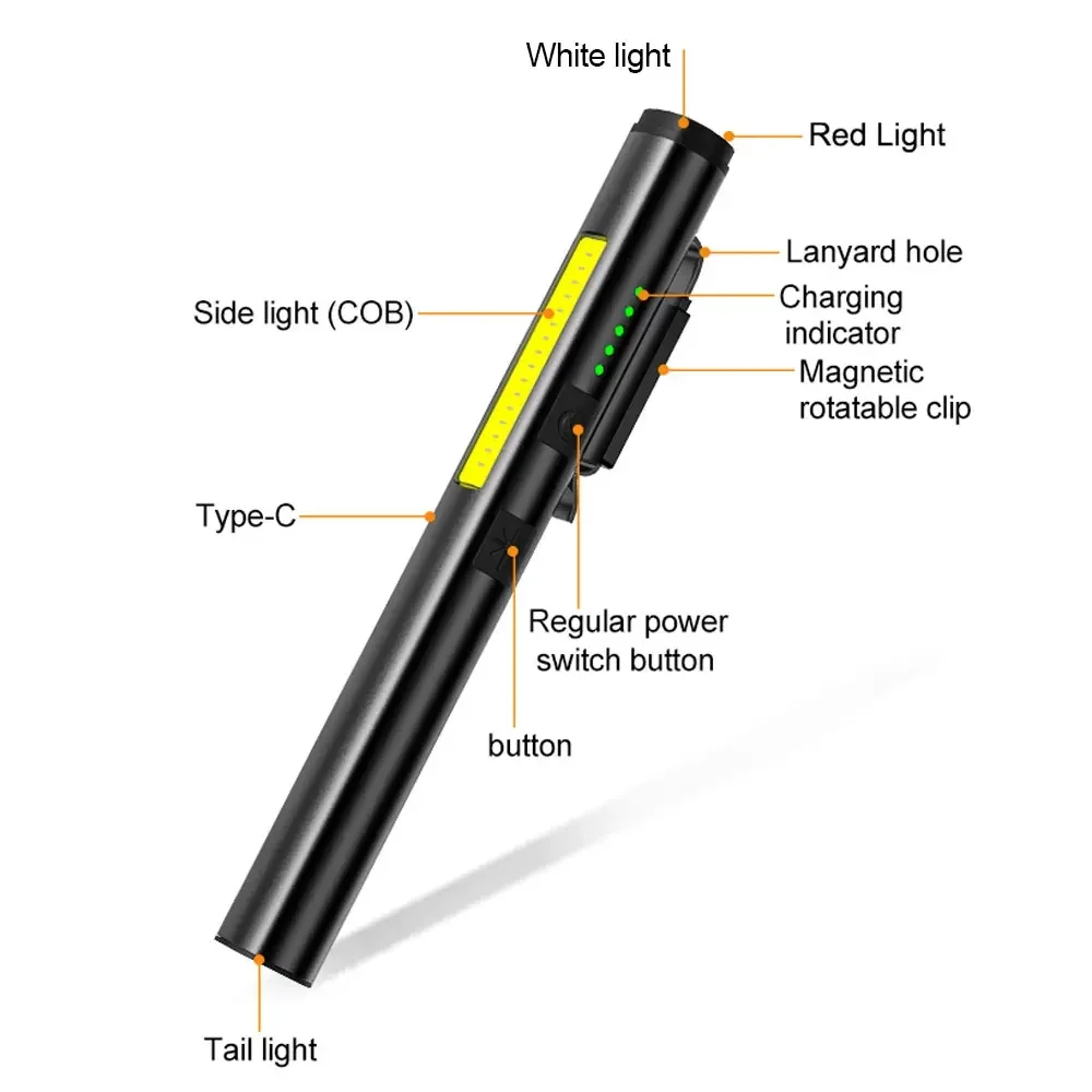 รูปสินค้า ไฟฉาย USB 4-in-1 พร้อมแสง UV คลิปหนีบพกพาสะดวก