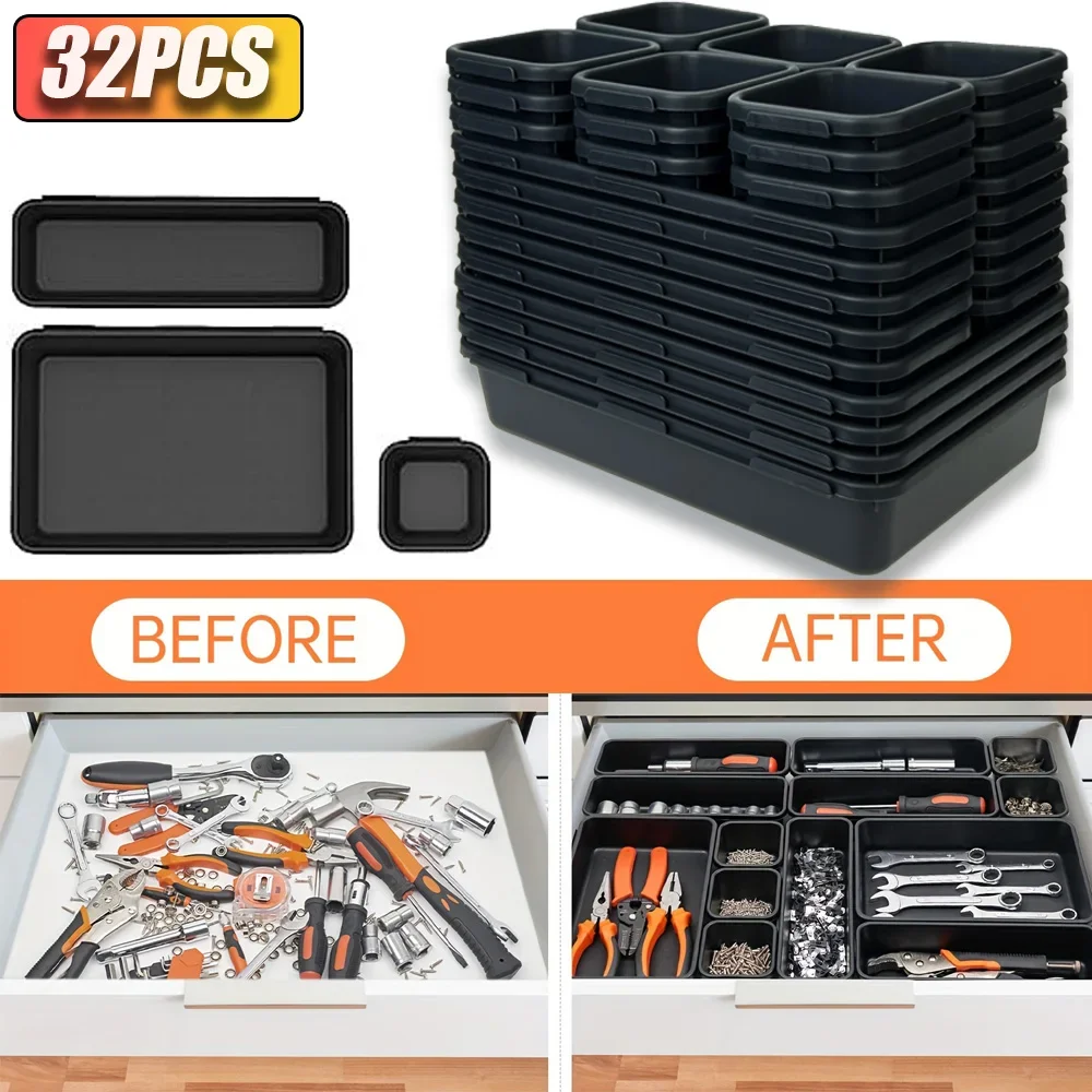 45/32/22pcs Tool Box Drawer Organizer Tray Dividers Set Workbench Cabinet  Bins Tool Chest Organization Garage Hardware Tool Tray - AliExpress