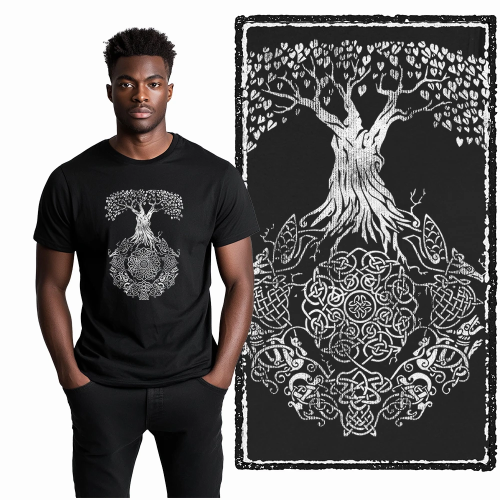 Coolmind MAX yggdrasil printed Exclusive graphic men T shirt 100% cotton big size streetwear men tshirt cool t-shirt tee shirts – Detail 9
