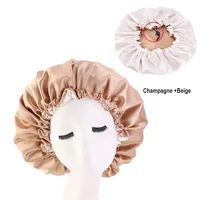 Reversible Satin Hair Caps Bonnets Double Layer Adjust Headwear Curly Hair Cover Hat For Sleeping Women Styling Accessories 1