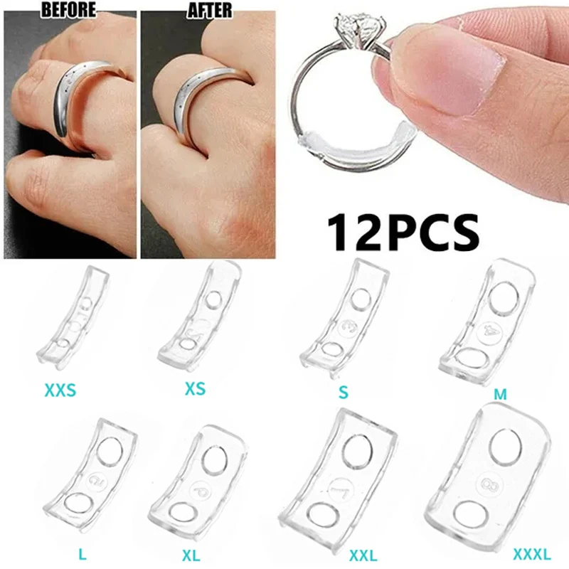 8 Sizes Silicone Invisible Clear Ring Size Adjuster Resizer Loose Rings  Reducer Ring Sizer Fit Any Rings Jewelry Tools