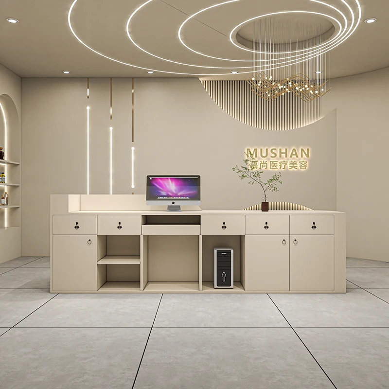 Small Reception Desk Study Spa Counter Long Office Console Reception Desk Gaming Mostrador Recepcion Beauty Salon Furniture