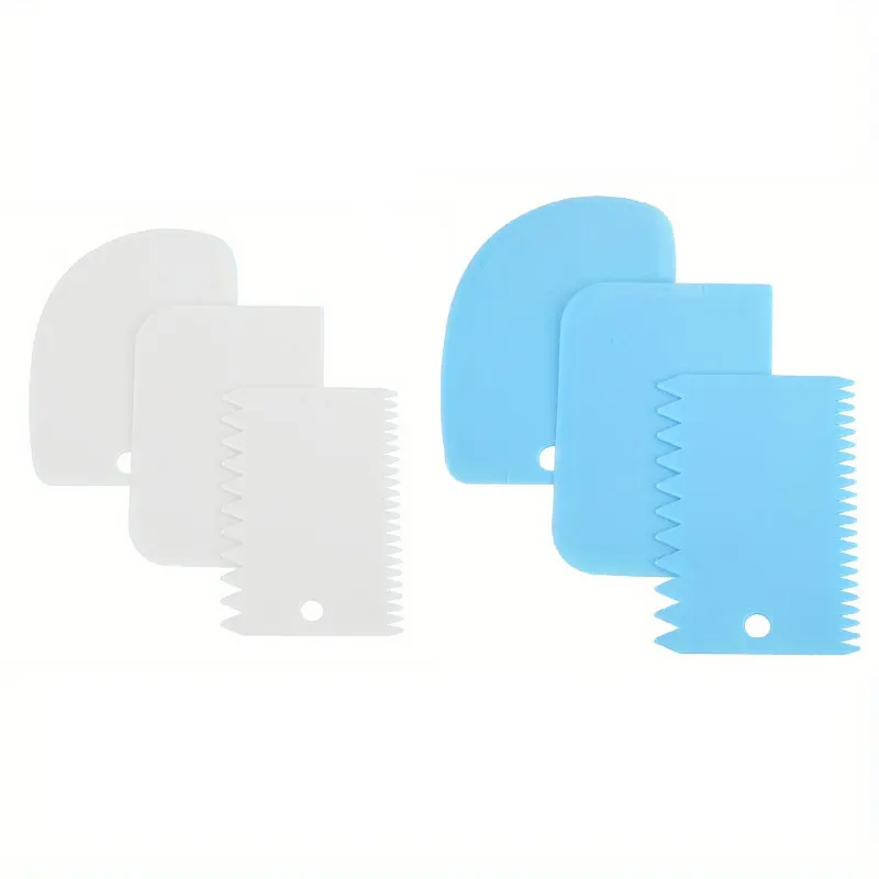 Taartscrapers set - 3 stuks deegschavers - Wit en Blauw